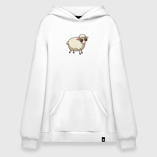Худи оверсайз Забавная овечка в солнечных очках / Белый – фото 1