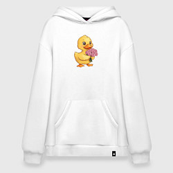 Худи оверсайз Желтая уточка с букетом роз