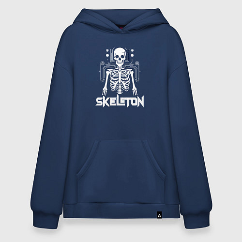 Худи оверсайз Скелет в схемах / Тёмно-синий – фото 1