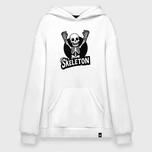 Худи оверсайз Skeleton с поднятыми руками / Белый – фото 1