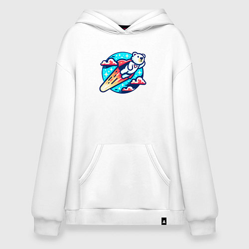 Худи оверсайз Медведь супергерой / Белый – фото 1