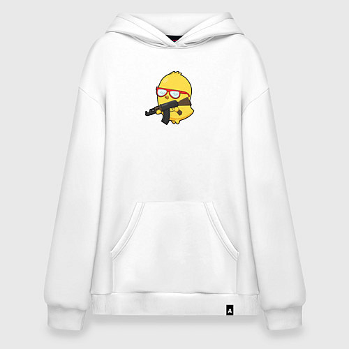 Худи оверсайз Цыпленок и автомат / Белый – фото 1