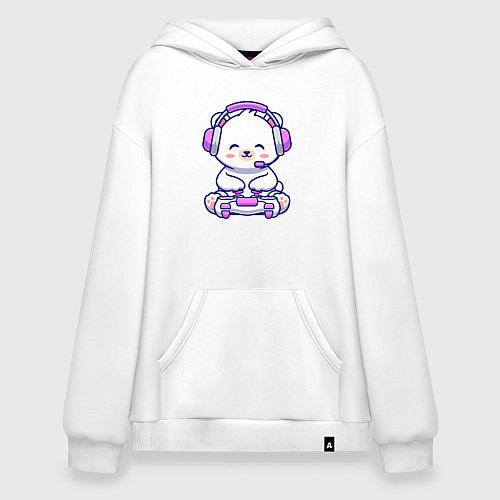 Худи оверсайз Белый медведь геймер / Белый – фото 1