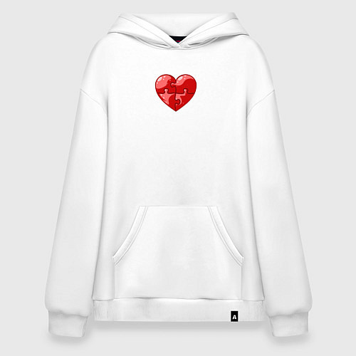 Худи оверсайз Красное сердце из пазлов / Белый – фото 1