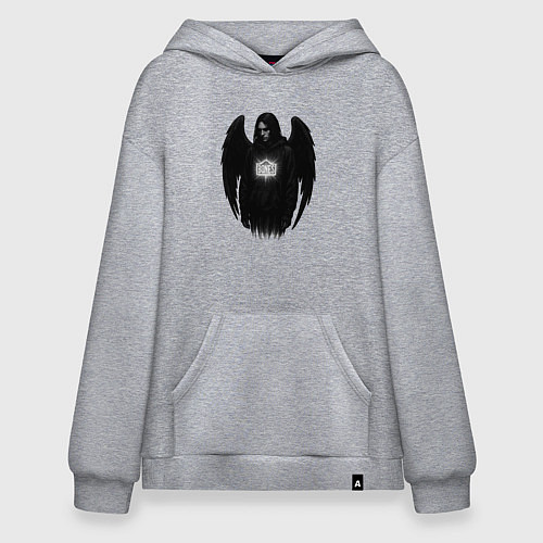 Худи оверсайз Bones с черными крыльями / Меланж – фото 1