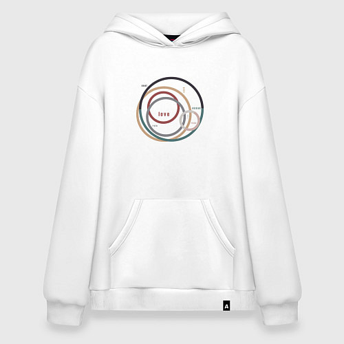 Худи оверсайз Love надпись абстракция / Белый – фото 1