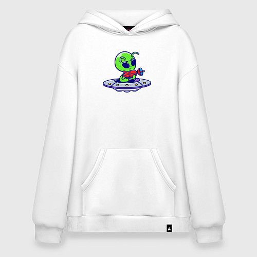 Худи оверсайз Инопланетянин с бластером / Белый – фото 1