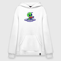 Толстовка-худи оверсайз Инопланетянин с бластером, цвет: белый