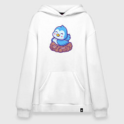 Толстовка-худи оверсайз Птичка в гнезде, цвет: белый