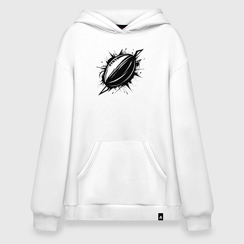 Худи оверсайз Мяч для геби черной краской / Белый – фото 1