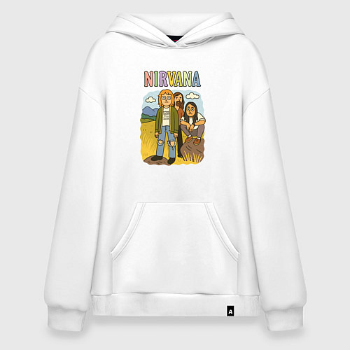 Худи оверсайз Nirvana мультяшный стиль / Белый – фото 1