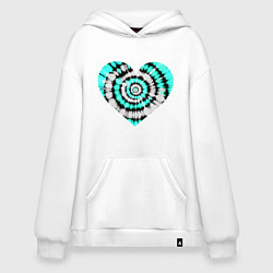 Толстовка-худи оверсайз Сердце Тай Дай, цвет: белый