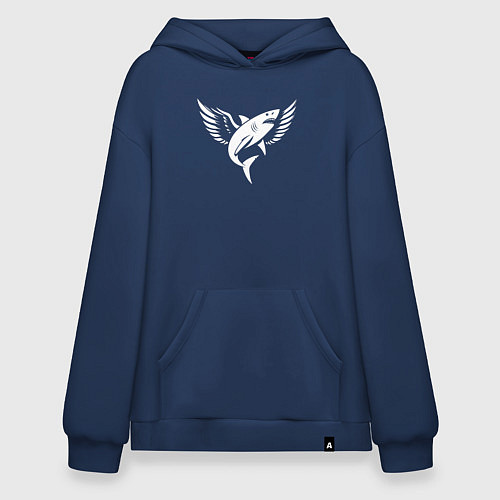 Худи оверсайз Летящая акула / Тёмно-синий – фото 1