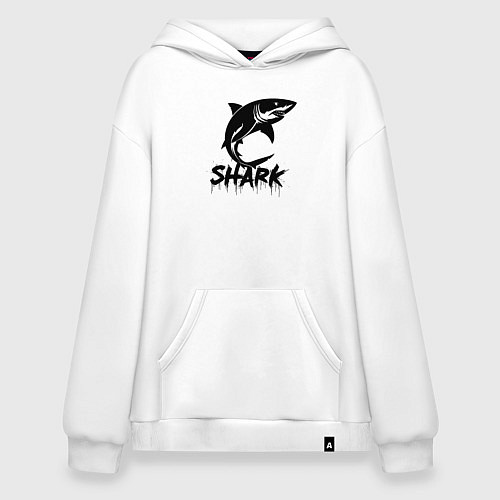 Худи оверсайз Агрессивная акула / Белый – фото 1