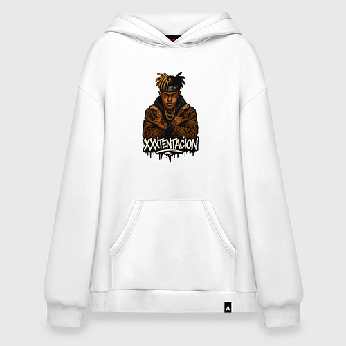 Худи оверсайз XXXTentacion скрещенные руки / Белый – фото 1