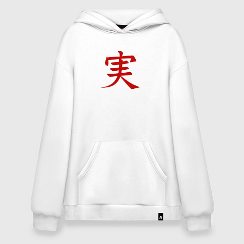 Худи оверсайз Красный японский иероглиф правды / Белый – фото 1