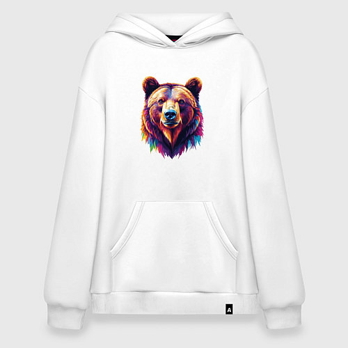 Худи оверсайз Красочный медведь / Белый – фото 1