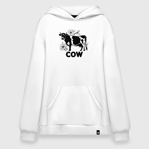 Худи оверсайз Корова с цветами / Белый – фото 1