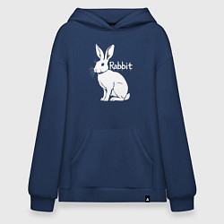 Худи оверсайз Белый кролик с надписью