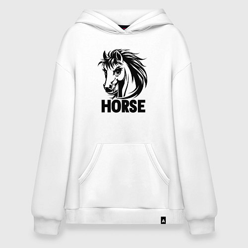 Худи оверсайз Динамичный черный конь / Белый – фото 1