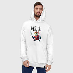 Толстовка-худи оверсайз Bender bending robot with katana - samurai, цвет: белый — фото 2