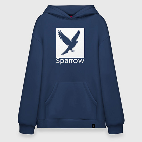 Худи оверсайз Летящий воробей / Тёмно-синий – фото 1