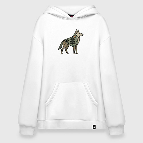 Худи оверсайз Геометрический волк / Белый – фото 1