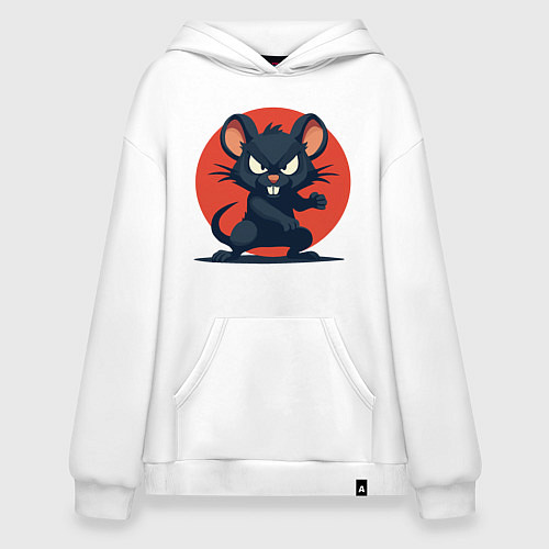 Худи оверсайз Мышь боец / Белый – фото 1