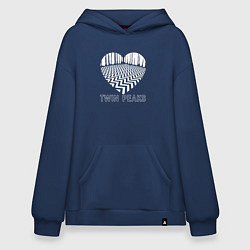 Толстовка-худи оверсайз Twin Peaks heart, цвет: тёмно-синий