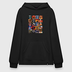 Толстовка-худи оверсайз Ария - обложки, цвет: черный