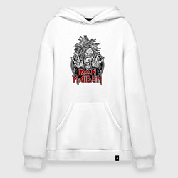Толстовка-худи оверсайз Iron Maiden head with hands, цвет: белый
