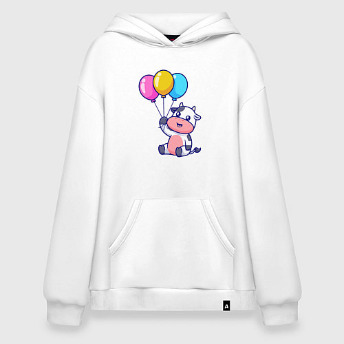 Худи оверсайз Коровка с шариками / Белый – фото 1