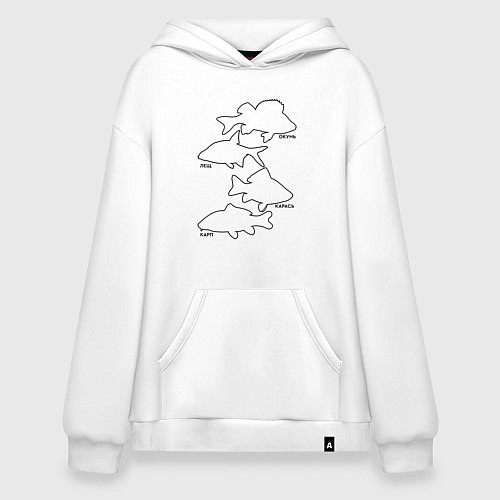 Худи оверсайз Контуры рыб / Белый – фото 1