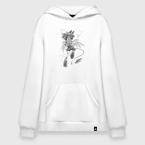 Худи оверсайз Девочка-айдол грифон - чёрно-белая / Белый – фото 1