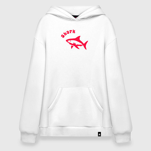 Худи оверсайз Акула-красный силуэт / Белый – фото 1