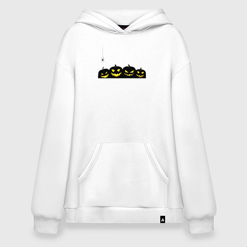 Худи оверсайз Хэллоуин и счастливые злые тыквы / Белый – фото 1