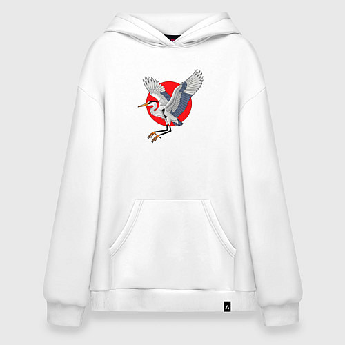 Худи оверсайз Цапля на закате / Белый – фото 1