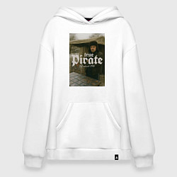 Толстовка-худи оверсайз Настоящий пират из 90-х, цвет: белый