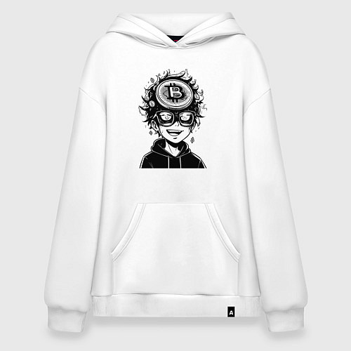Худи оверсайз Аниме биткоин / Белый – фото 1
