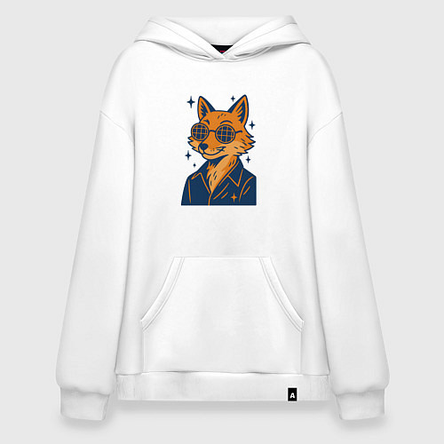 Худи оверсайз Лиса в очках / Белый – фото 1