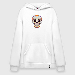 Толстовка-худи оверсайз Сахарный череп графика, цвет: белый