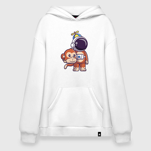 Худи оверсайз Космонавт в костюме обезьяны / Белый – фото 1