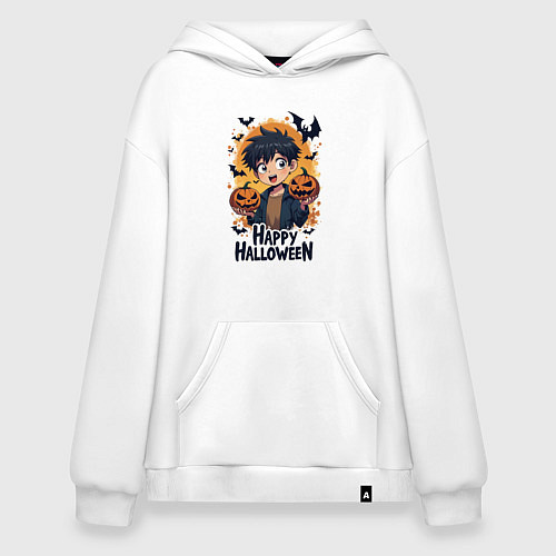 Худи оверсайз Halloween anime boy / Белый – фото 1