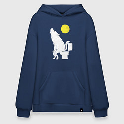 Толстовка-худи оверсайз Срущий волк, цвет: тёмно-синий