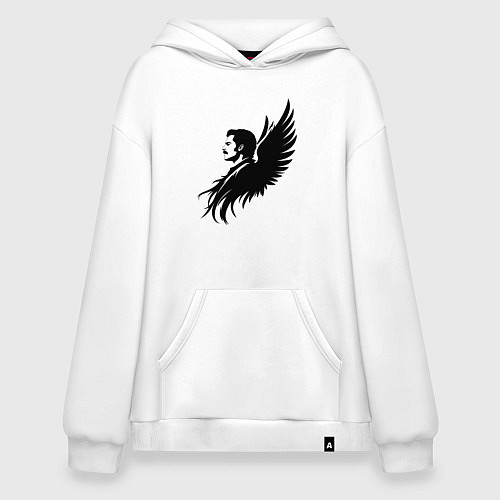Худи оверсайз Фредди Меркьюри с ангельскими крыльями / Белый – фото 1