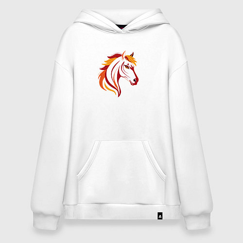 Худи оверсайз Красная огненная лошадь, символ года / Белый – фото 1