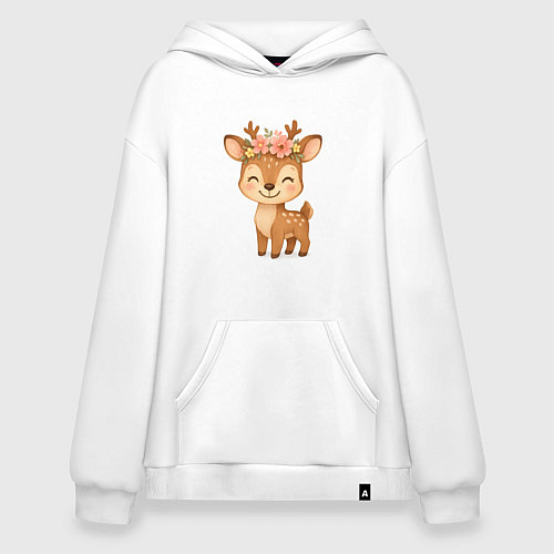 Худи оверсайз Милый олененок с венком / Белый – фото 1