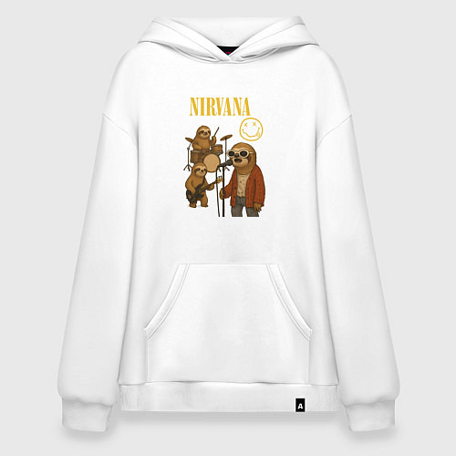 Худи оверсайз Nirvana ленивцы / Белый – фото 1