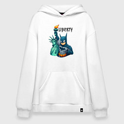 Толстовка-худи оверсайз Batman and statue of Liberty - ai art fantasy, цвет: белый