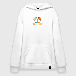 Толстовка-худи оверсайз Лучше вода у друга голубой с желтым узор, цвет: белый